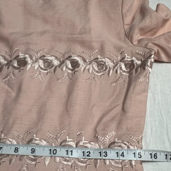 VTG Oberon Pink Embroidered Sheath Dress Women's Size 10 Linen Blend Floral - Picture 8 of 11